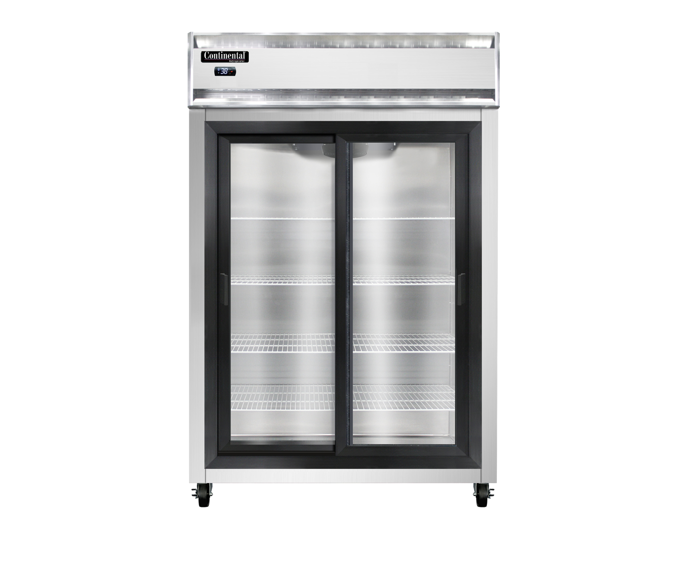 Continental 2RSESNSS 2-Section Slim Line Shallow Depth Reach-In  Refrigerator with Full Height Solid Doors - 24 Cu. Ft.