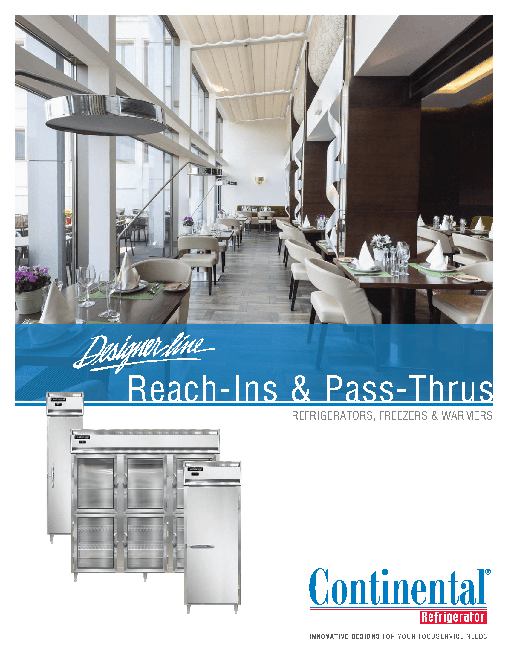 Brochure for Designer Line Reach In Refrigerators and Pass Thrus 