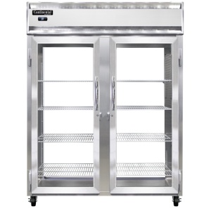 2RENPT-GD-GD 2-Section Display Commercial Pass-Thru Refrigerator Extra Wide