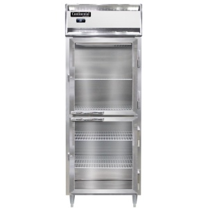 D1RENPTHD-GD-SD Designer Line 1-Section Display Commercial Pass-Thru Refrigerator Extra Wide, Half Doors