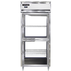 D1RXNPTHD-GD-GD Designer Line 1-Section Display Commercial Pass-Thru Refrigerator Extra Wide Half Doors
