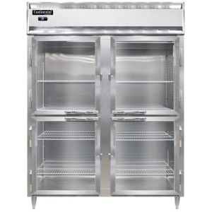 D2RENPTHD-GD-SD Designer Line 2-Section Display Commercial Pass-Thru Refrigerator Extra Wide, Half Doors