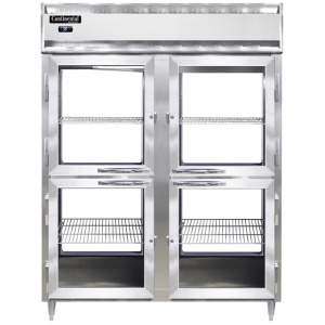 D2RENPTHD-GD-GD Designer Line 2-Section Display Commercial Pass-Thru Refrigerator Extra Wide, Half Doors