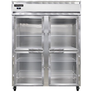 2RENPTHD-GD-SD 2-Section Display Commercial Pass-Thru Refrigerator Extra Wide, Half Doors