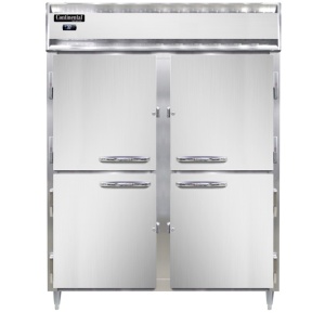 D2RENPTHD-SD-GD Designer Line 2-Section Display Commercial Pass-Thru Refrigerator Extra Wide, Half Doors