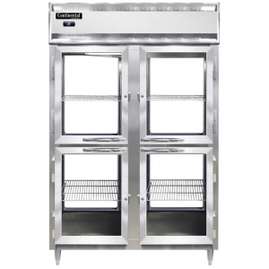 D2RNPTHD-GD-GD Designer Line 2-Section Display Commercial Pass-Thru Refrigerator Half Doors