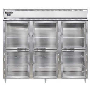 D3RENPTHD-GD-SD Designer Line 3-Section Display Commercial Pass-Thru Refrigerator, Extra Wide, Half Doors